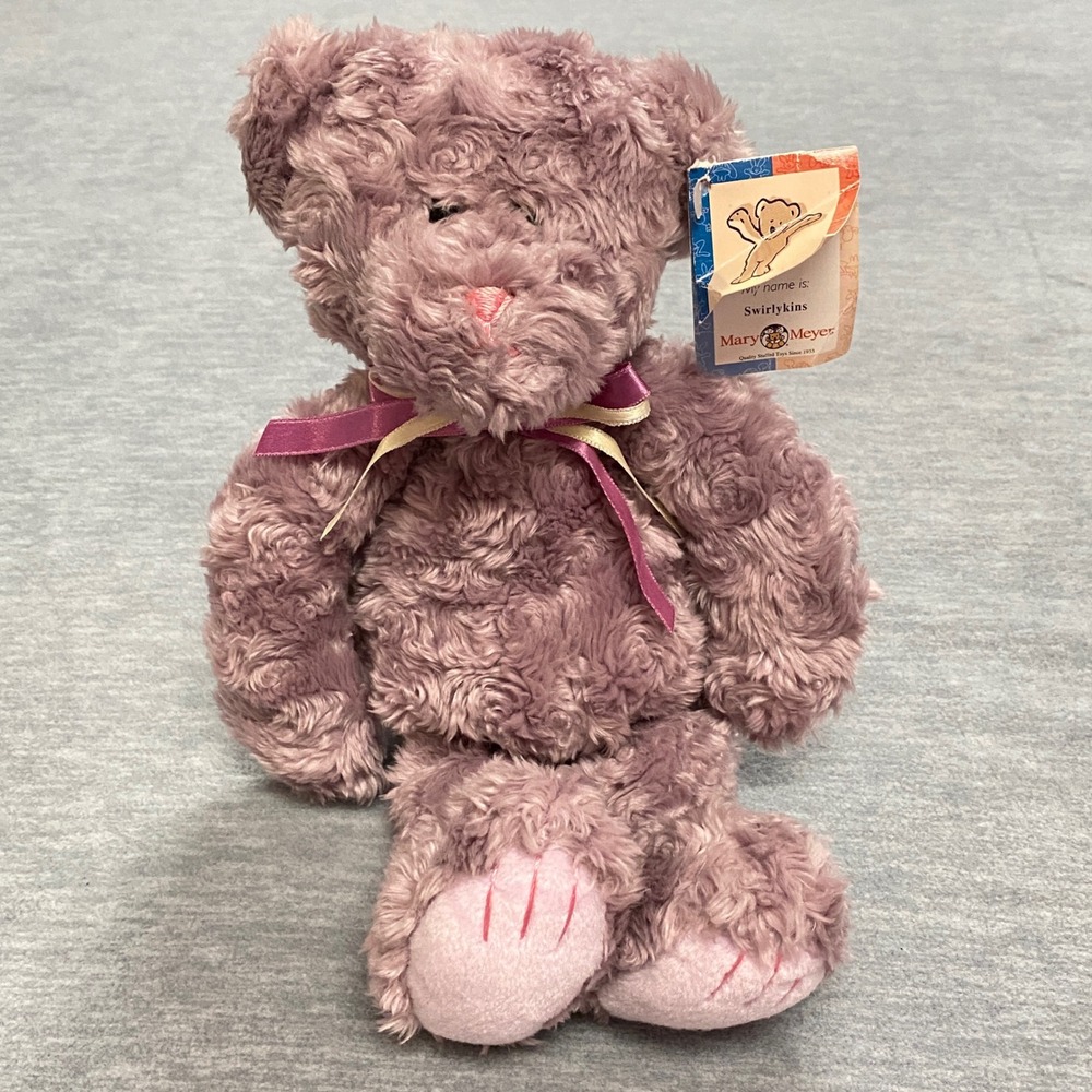 Mary Meyer Swirlykins Plush Lavender Teddy Bear Stuffed Animal Toy Cute